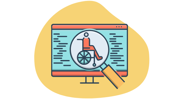 Pessoa em cadeira de rodas em destaque na tela de um monitor.